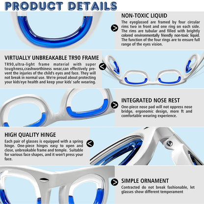 Hion Kids Anti-Motion Sickness Smart Glasses (3-8 Years) – Ultra-Light Travel Glasses for Nausea Relief (White)