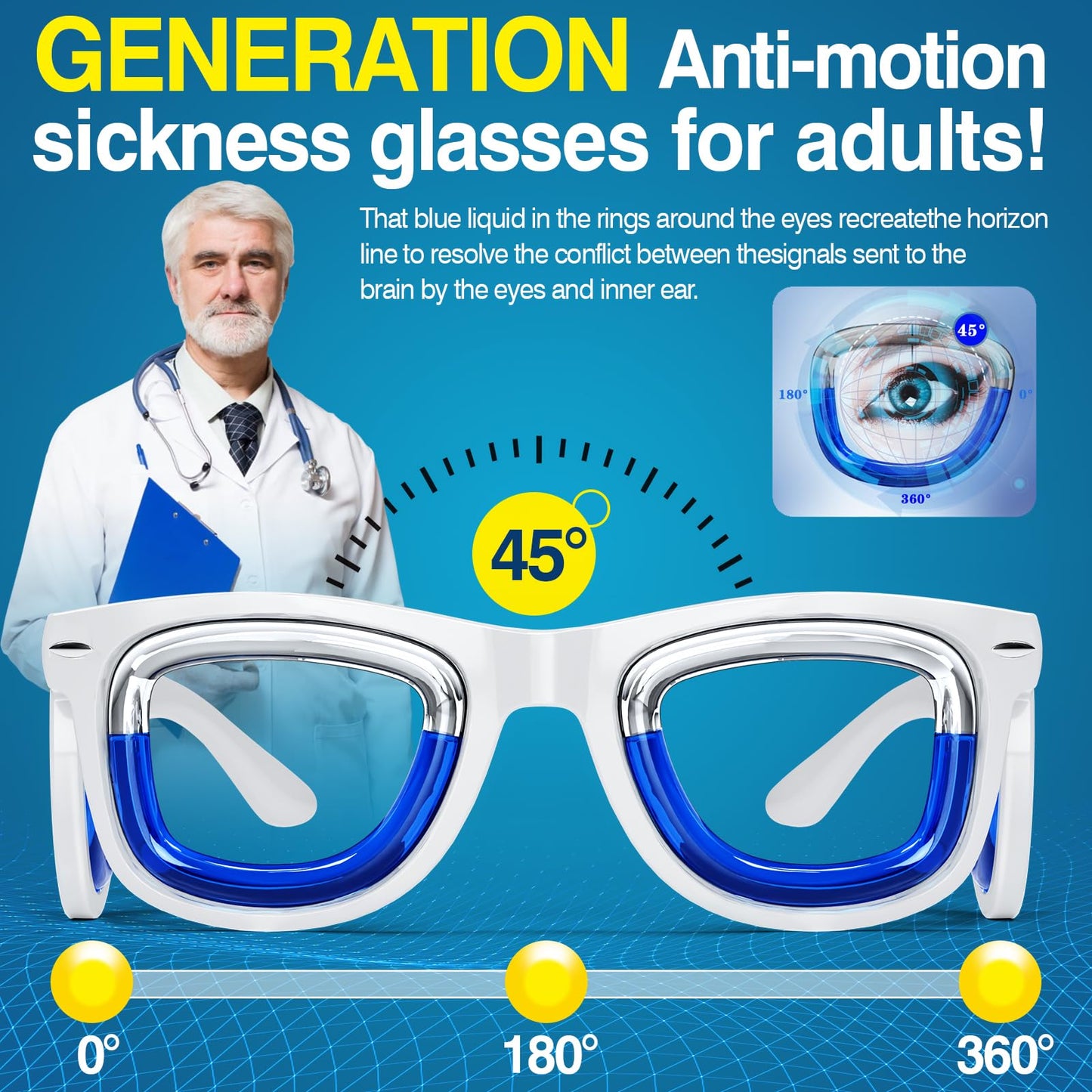 Hion 2 Pairs Adult Anti-Motion Sickness Smart Glasses — Ultra-Light, Travel-Ready Nausea Relief (White + Pink)