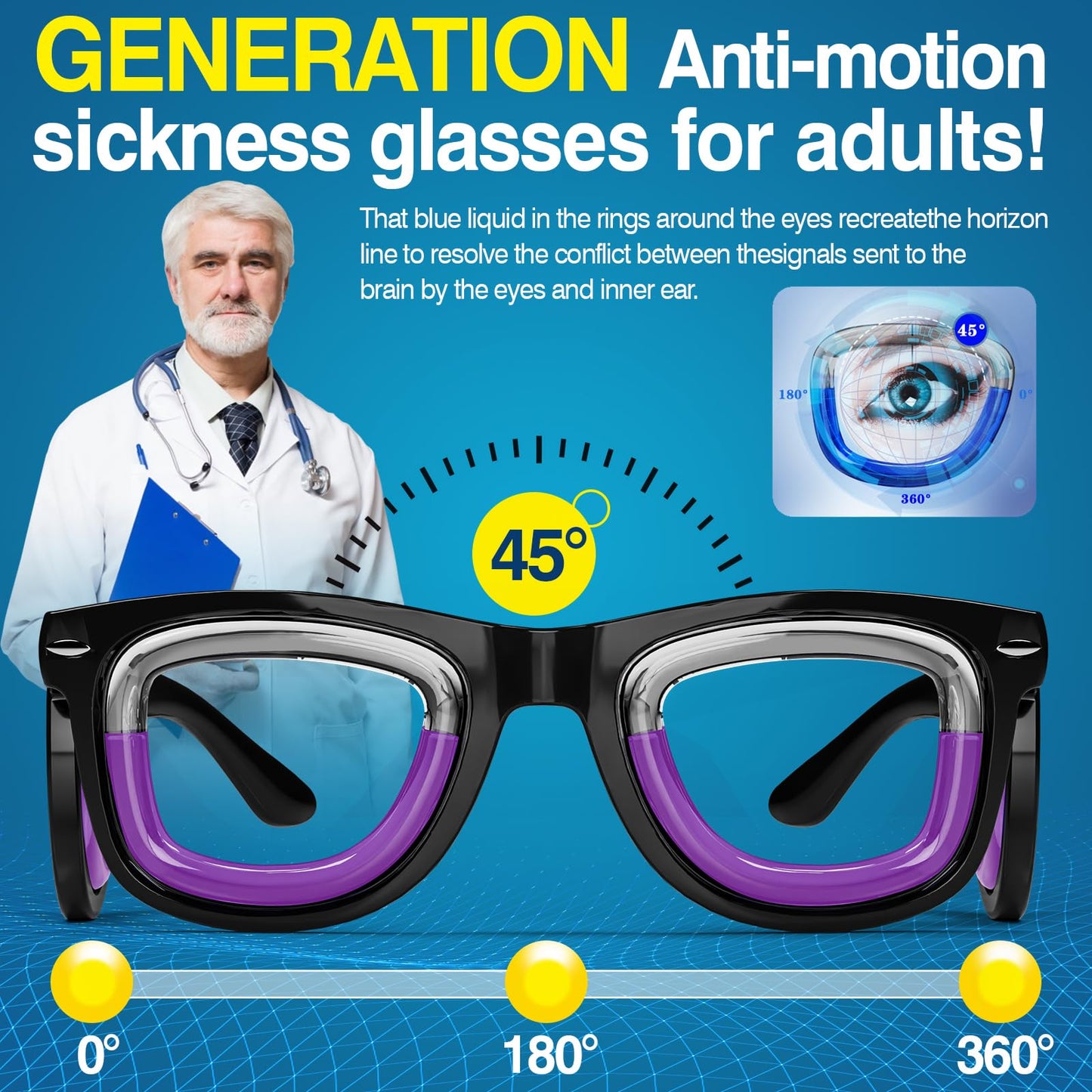 Hion 2 Pairs Adult Anti-Motion Sickness Smart Glasses – Ultra-Light Portable (White+Black)