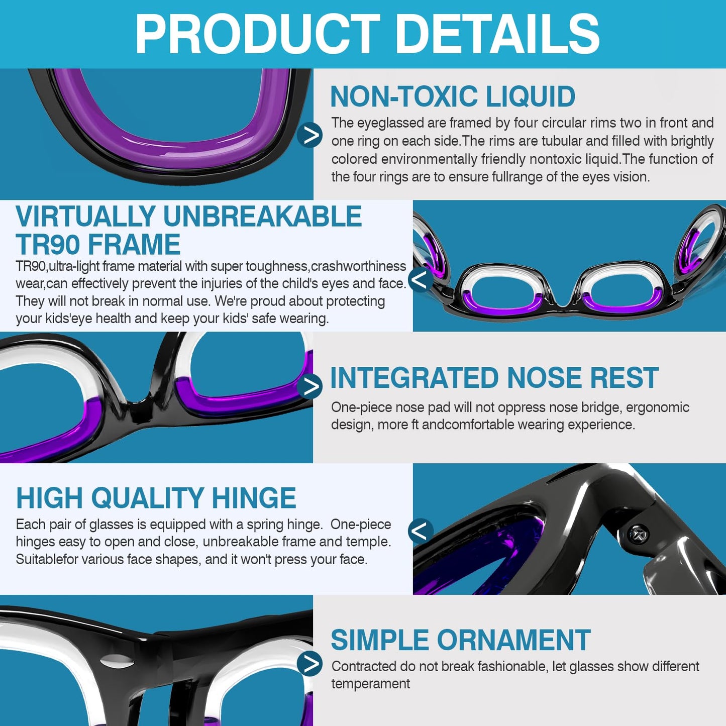 Hion 2 Pairs Adult Anti-Motion Sickness Smart Glasses – Ultra-Light Portable (White+Black)