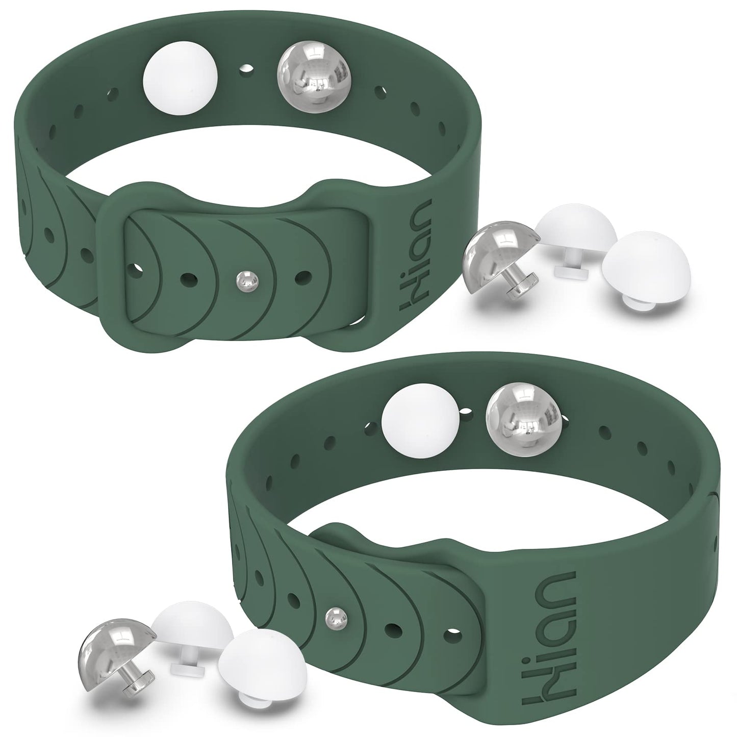 Hion Motion Sickness Wristbands (1 Pair) – Acupressure Anti-Nausea Bands for Travel, Morning Sickness, Pregnancy Nausea – Pine Green
