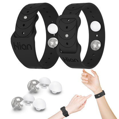 Hion Motion Sickness Bracelets – Acupressure Wristbands for Travel, Pregnancy Nausea & Morning Sickness (1 Pair, Black)