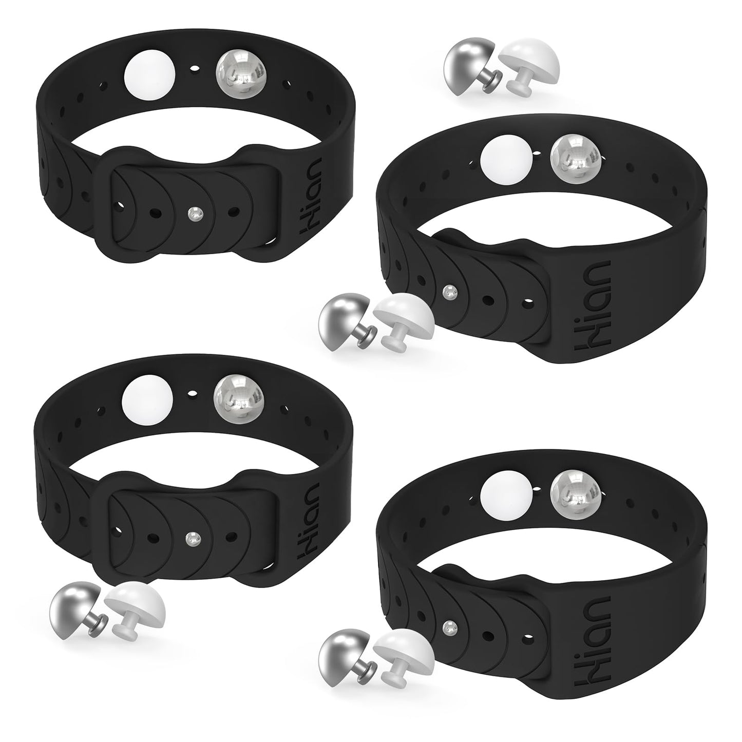 Hion Motion Sickness Bracelets – 2 Pairs Black Acupressure Wristbands for Travel, Morning Sickness & Pregnancy Nausea