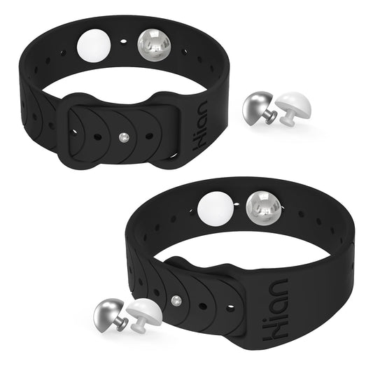 Hion Motion Sickness Bracelets – Nausea Relief Wristbands for Travel & Morning Sickness (1 Pair, Black)