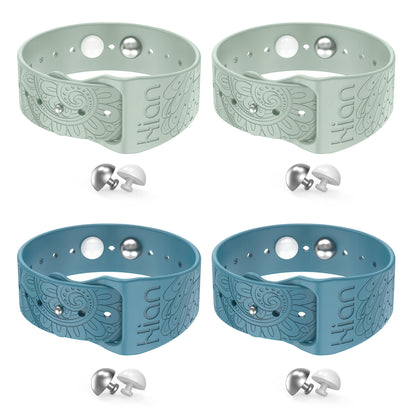 Hion Motion Sickness Bracelets — Acupressure Nausea Bands (2 Pairs, Blue & Beryl)