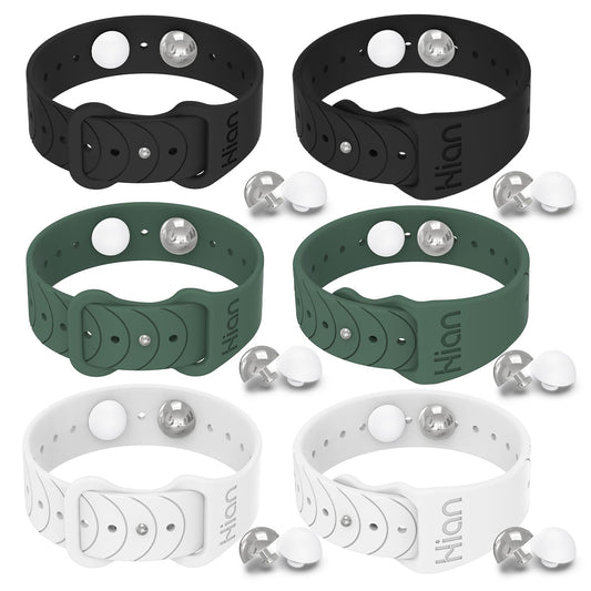 Hion Motion Sickness Bracelets – Acupressure Wristbands for Travel, Morning Sickness & Nausea Relief | 3 Pairs (Black, White, Green)