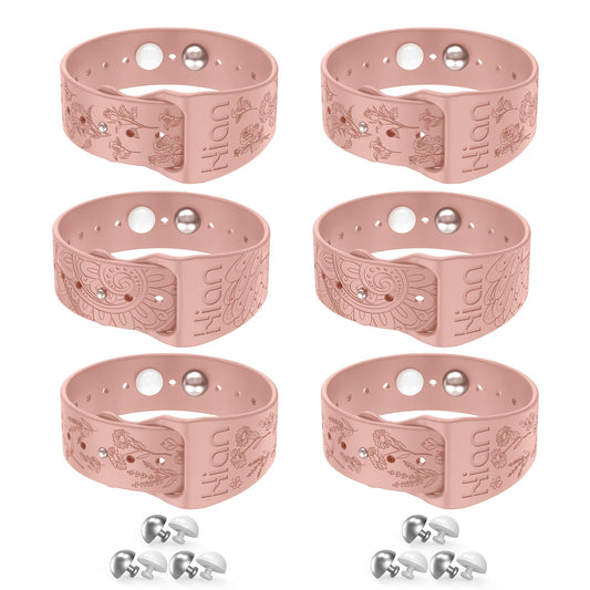 Hion Motion Sickness Bracelets – 3 Pairs Pink Sea Sickness Wristbands with Acupressure Beads