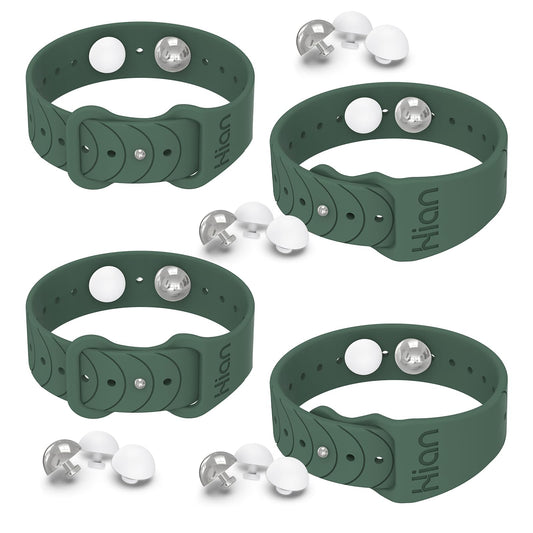 Hion Motion Sickness Bracelets – Pine Green Acupressure Nausea Wristbands (2 Pairs)