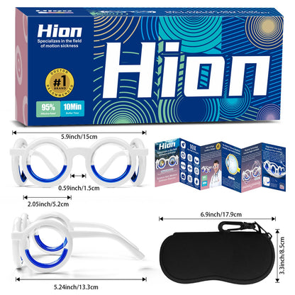 Hion Motion Sickness Glasses – Ultra-Light, Drug-Free Relief for Cars, Sea & Air Travel