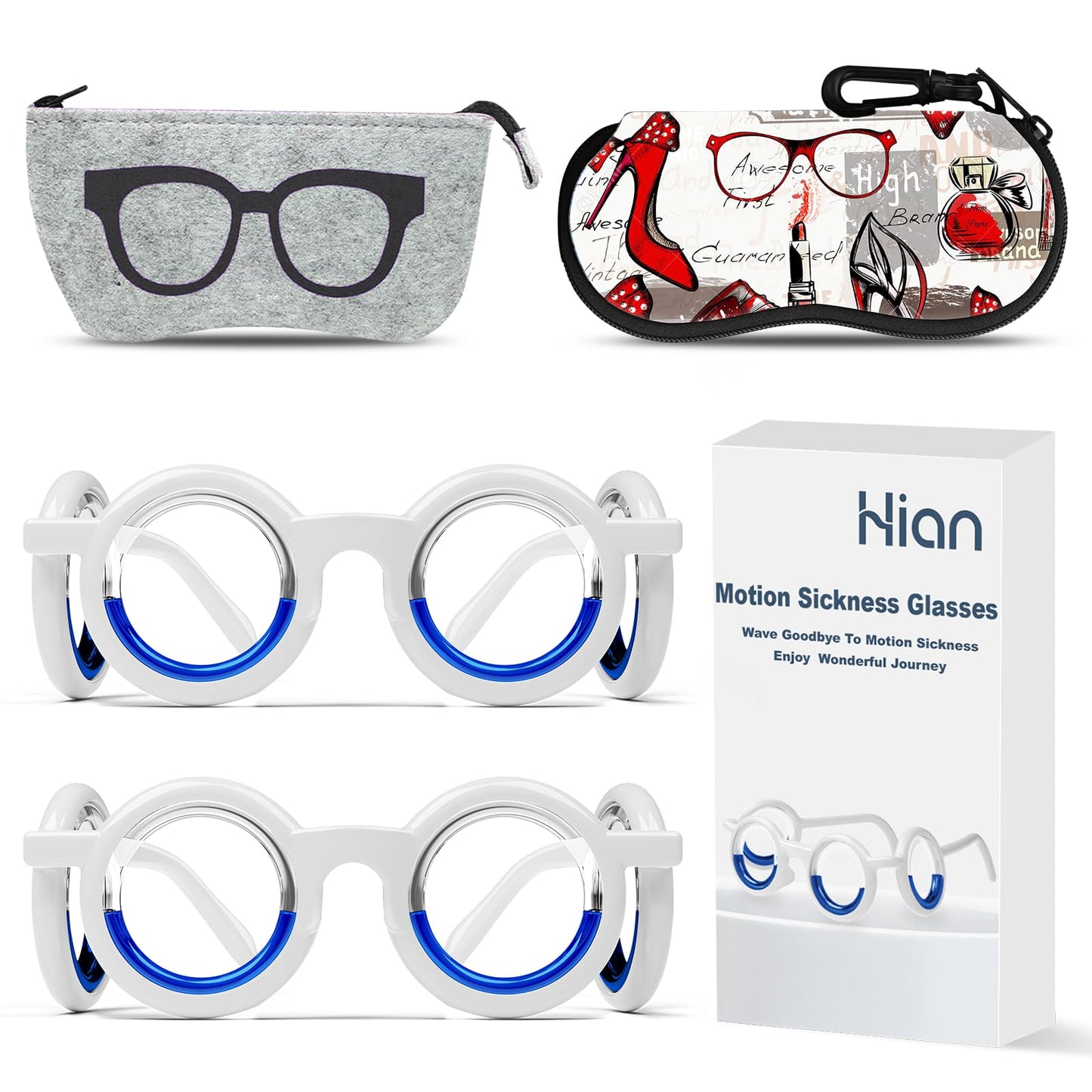Hion Motion Sickness Glasses – Ultra-Light, Lensless, Travel-Ready (2 Pairs)