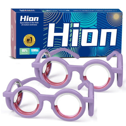 Hion Motion Sickness Glasses — 2 Pairs, Liquid Circle, Travel-Ready Relief for Cars, Boats & Planes