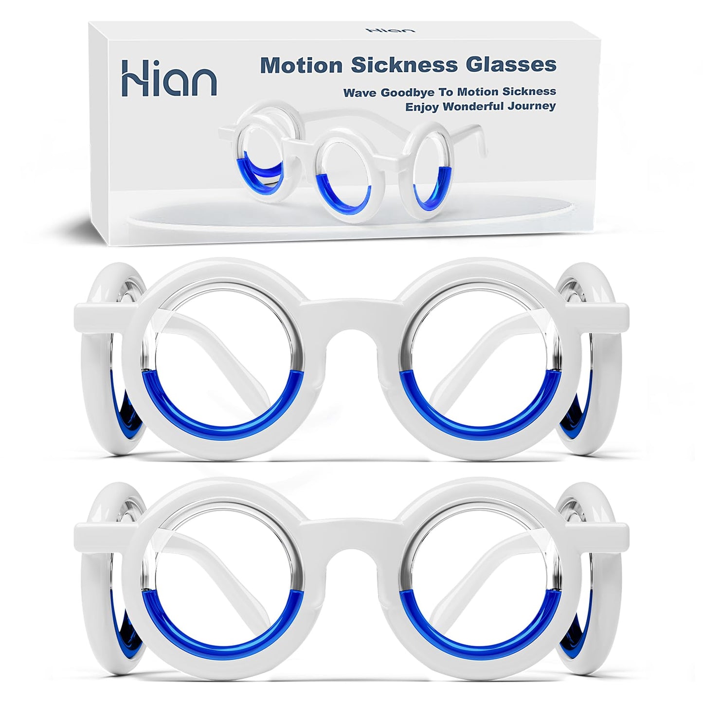 Hion Motion Sickness Glasses – 2 Pairs for Travel (Cars, Planes, Boats)