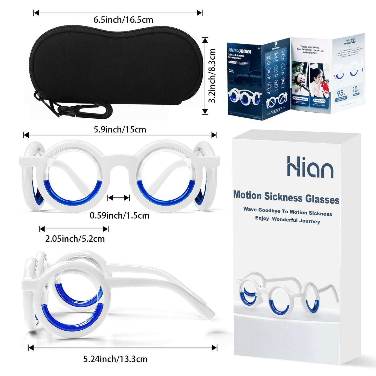 Hion Motion Sickness Glasses | Ultra-Light No-Lens Liquid Glasses for Travel