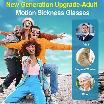 Hion 2 Pairs Adult Anti-Motion Sickness Smart Glasses - Ultra-Light Travel Relief (Pink/Black)