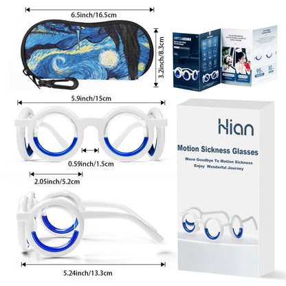 Hion Motion Sickness Glasses Starry – Ultra-Light Portable Travel Anti-Nausea Glasses