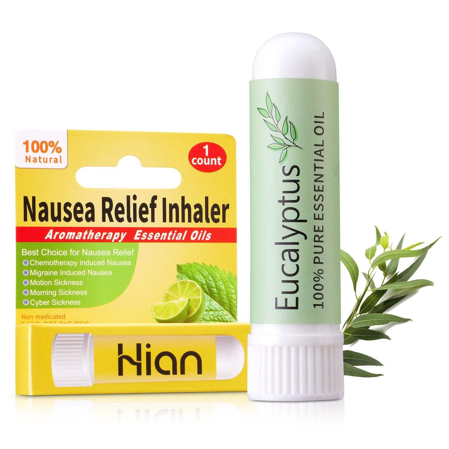 Hion Nausea Relief Inhaler – Eucalyptus, 100% Natural Essential Oils
