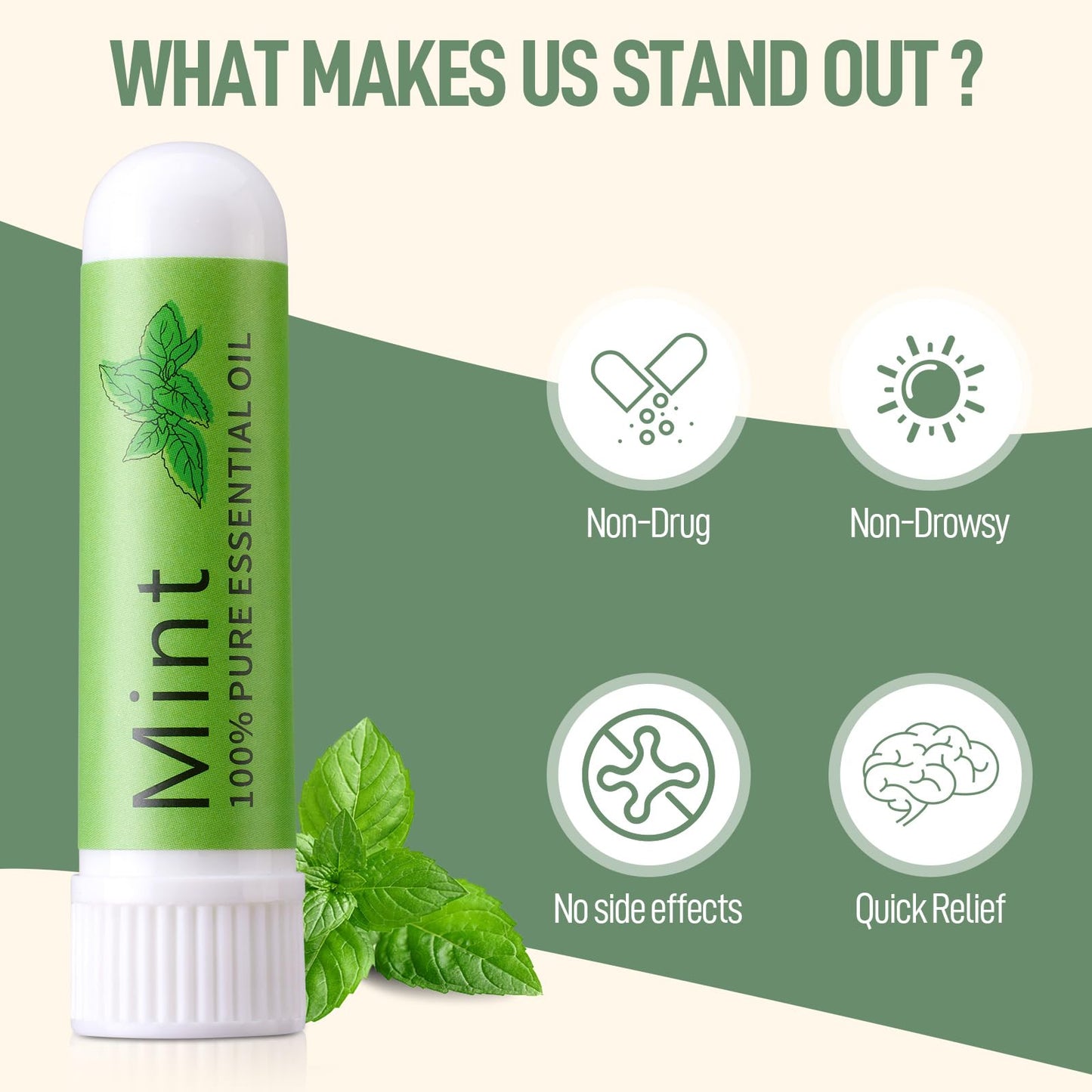 Hion Nausea Relief Inhaler 6-Pack for Motion Sickness & Morning Sickness | Natural Mint Aromatherapy