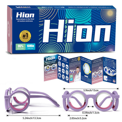 Hion Motion Sickness Glasses - Ultra-Light No-Lens Travel Relief (Violet, 1 Pair)