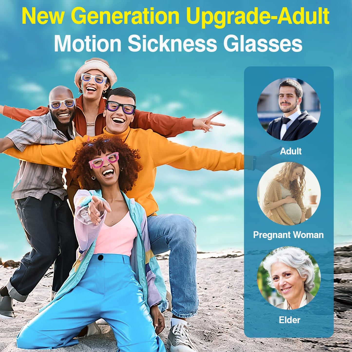 Hion 2 Pairs Adult Anti-Motion Sickness Smart Glasses – Ultra-Light Portable (White+Black)