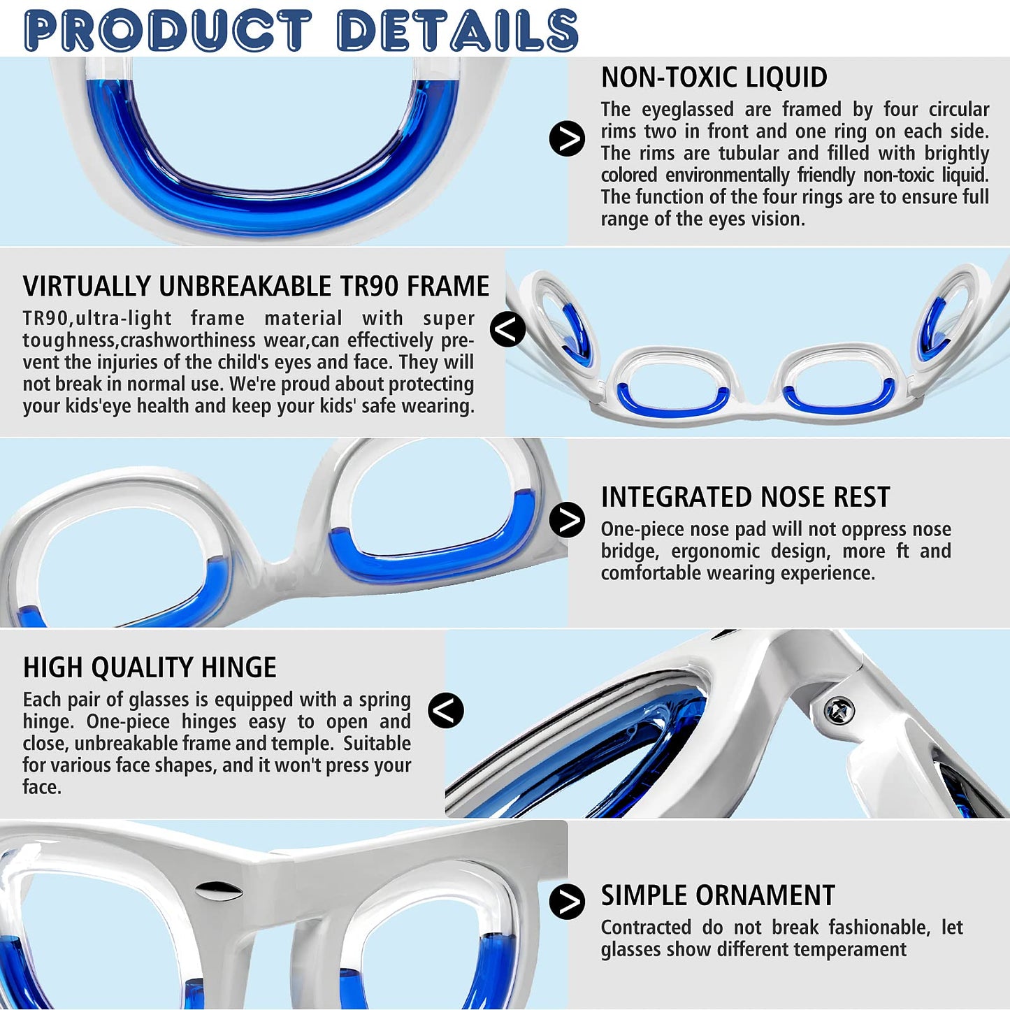 Hion Kids Anti-Motion Sickness Smart Glasses – Ultra-Light Travel Eyewear (2 Pairs) for Ages 3–8