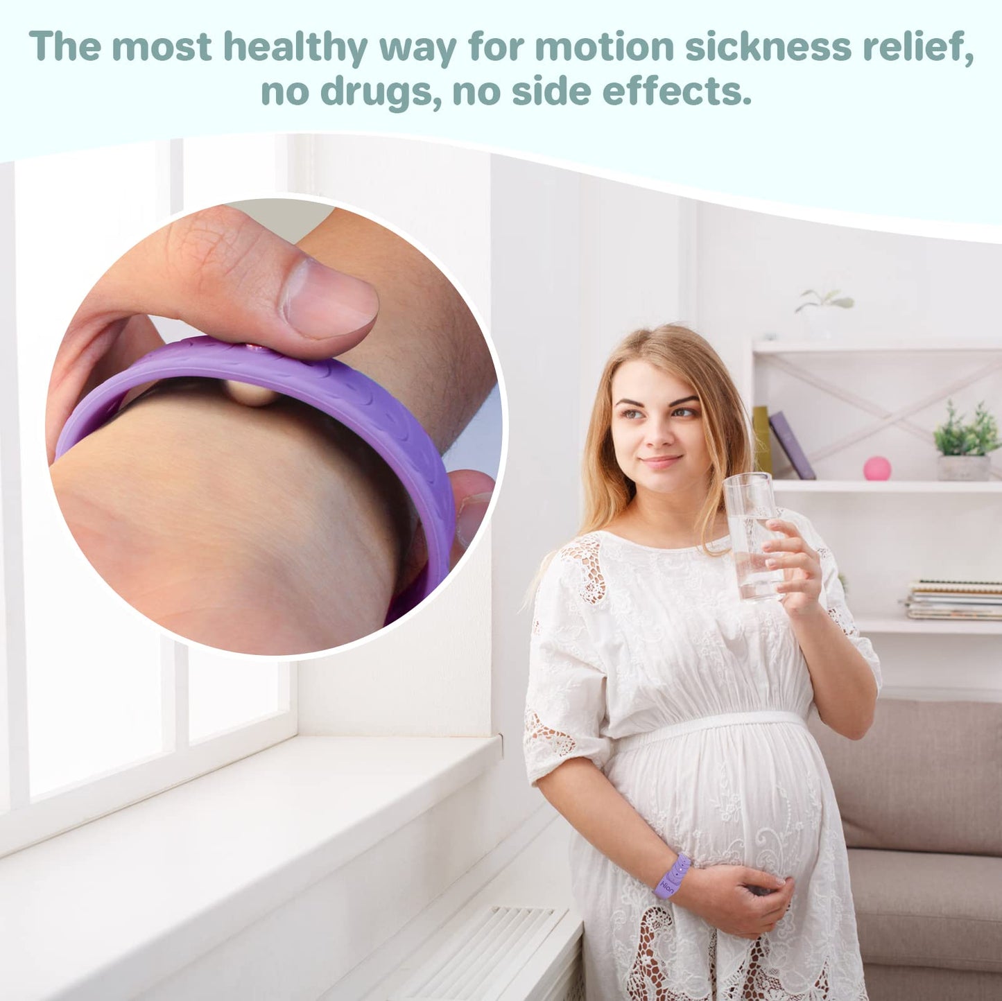 Hion Motion Sickness Bracelets – Acupressure Nausea Bands (2 Pairs)