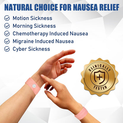 Hionfurt Motion Sickness Bands – Acupressure Nausea Relief Wristbands (Pink) – 2 Pairs
