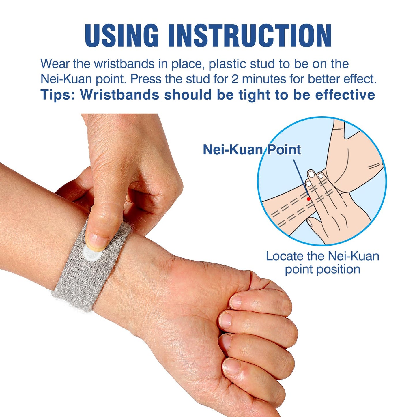 Hionfurt Motion Sickness Bands – 4 Pairs (2 Grey, 2 Black) | Acupressure Nausea Relief