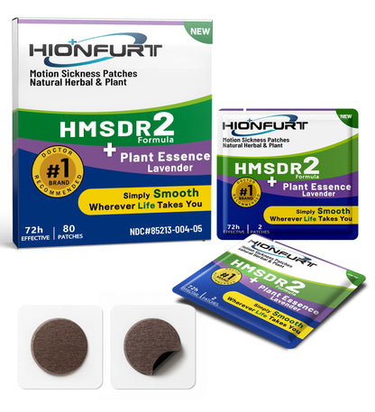 Hionfurt HMSDR2 80-Count Lavender Motion Sickness Patches – Non-Drowsy, 72-Hour Relief