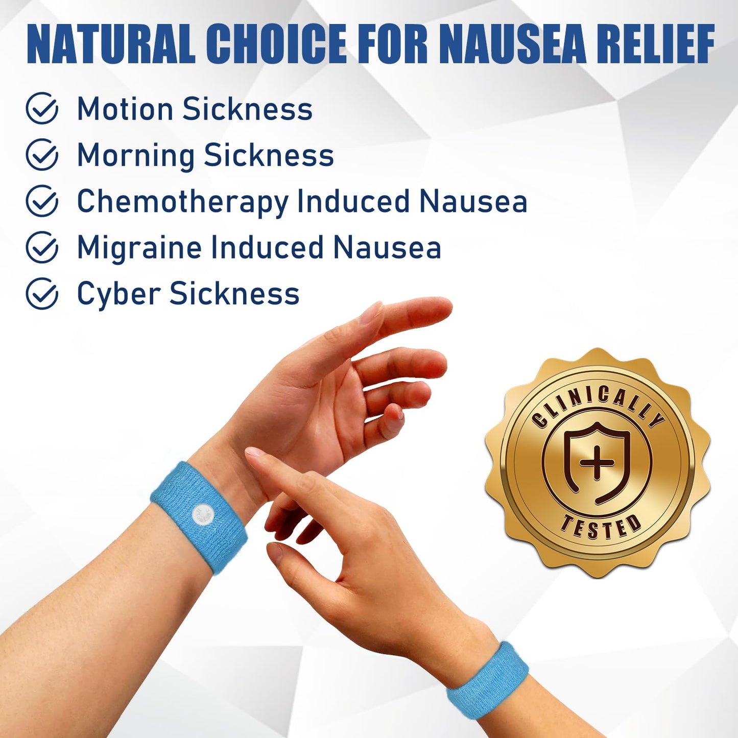 Hionfurt Motion Sickness Bands – Acupressure Nausea Wristbands for Adults & Kids (Blue)