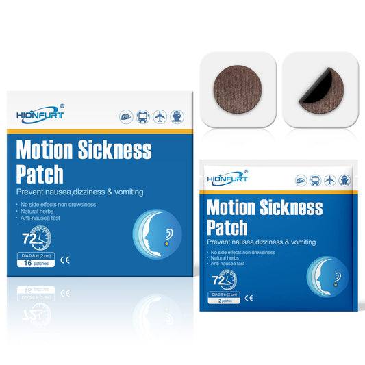 Hionfurt 16ct Motion Sickness Patches – Non-Drowsy, Lasts 72 Hours for Sea & Travel