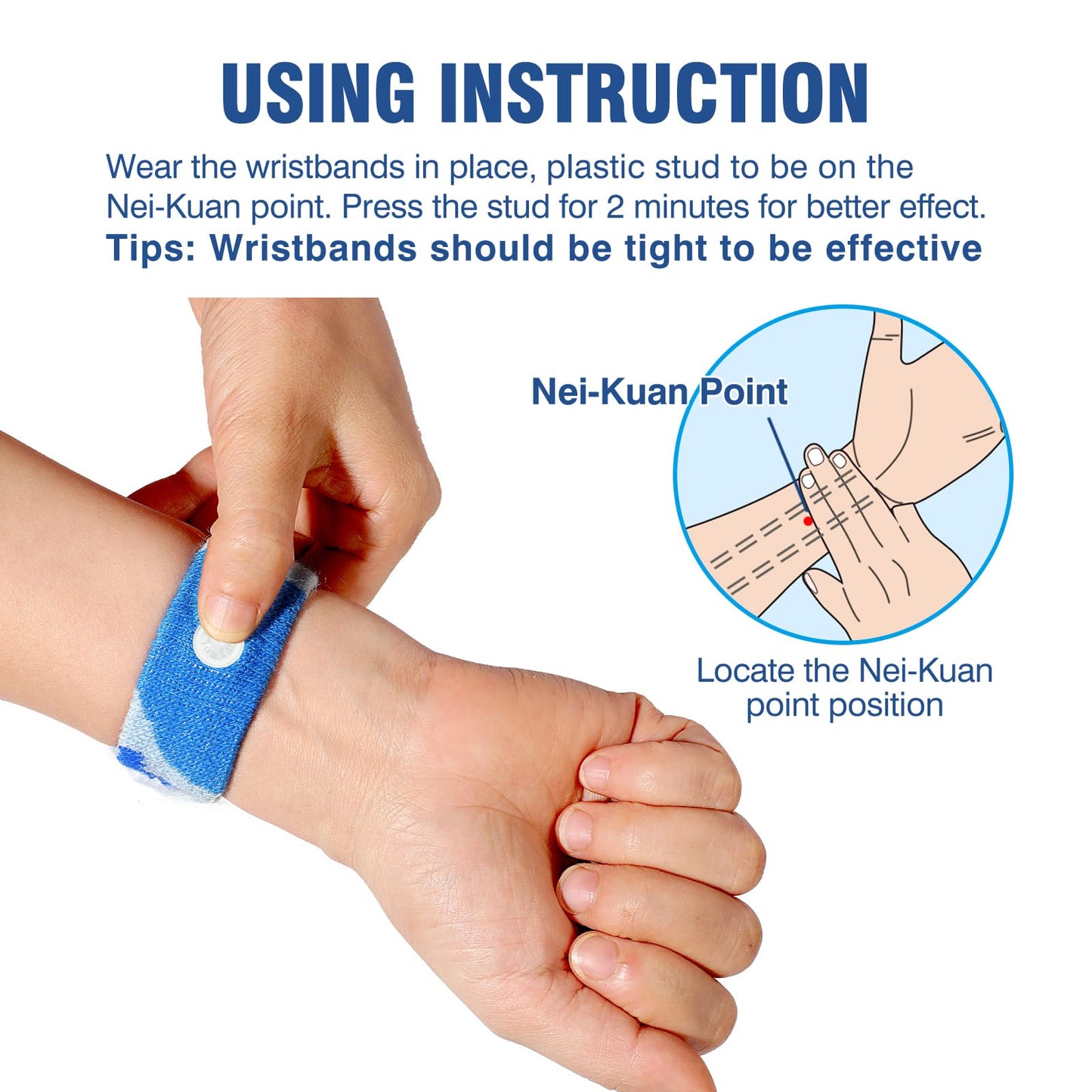 Hionfurt Motion Sickness Bands – Natural Nausea Relief Wristbands for Travel | 2 Pairs, Camouflage Blue