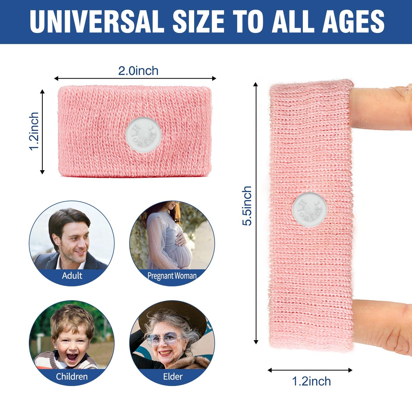 Hionfurt Motion Sickness Bands – Acupressure Nausea Relief Wristbands (Pink) – 2 Pairs