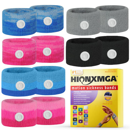 HIONXMGA 6 Pairs Motion Sickness Bands | Natural Nausea Relief for Travel