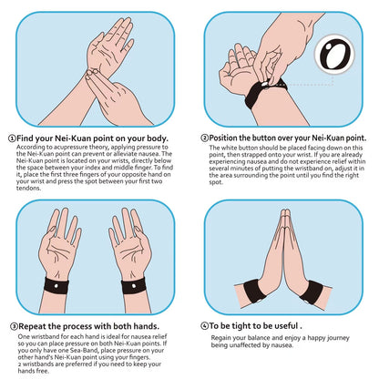 HIONXMGA 2 Pairs Motion Sickness Bands – Natural Nausea Relief, Acupressure Wristbands for Travel