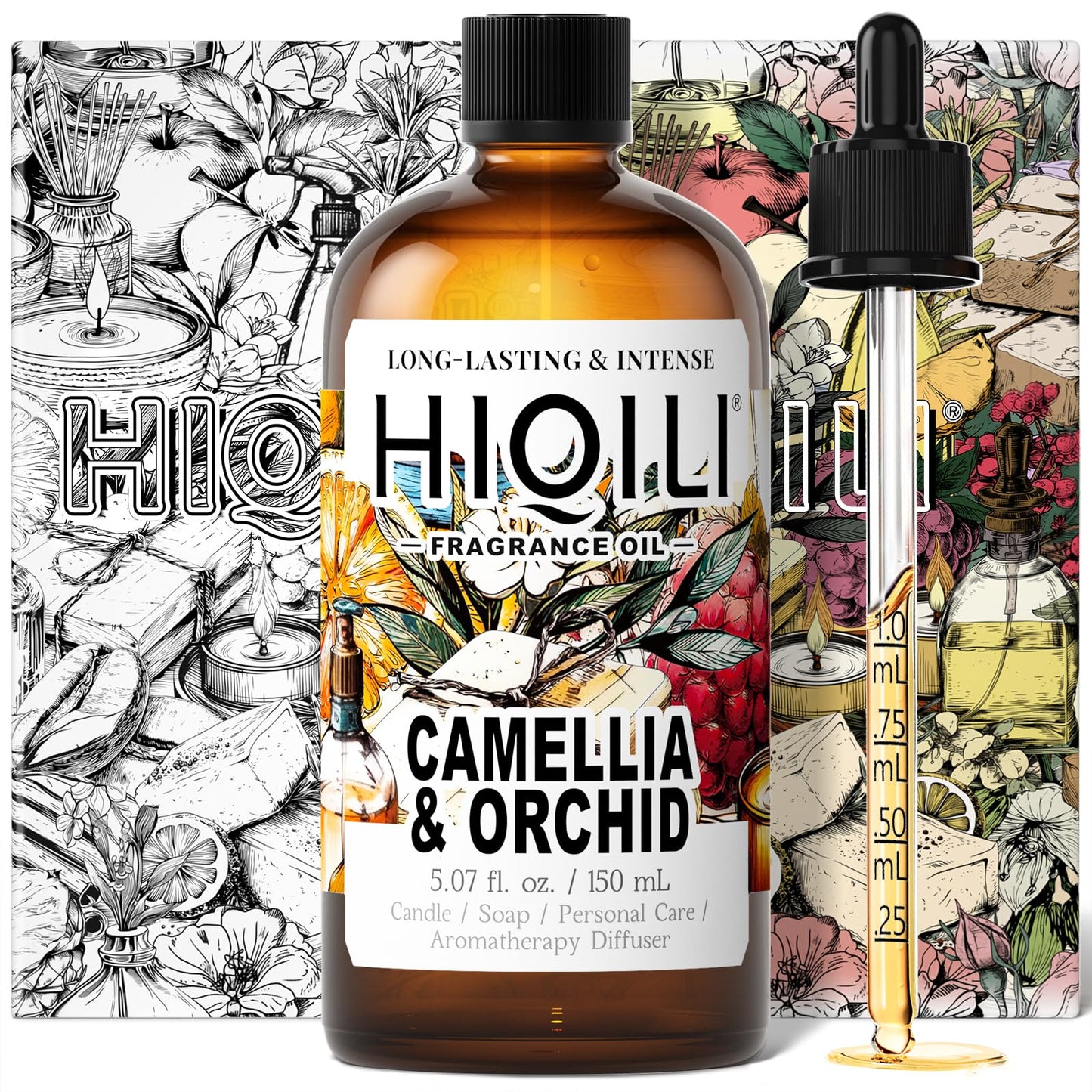 HIQILI Camellia & Orchid Fragrance Oil – Candle, Soap & Perfume Making (5.07 fl oz)