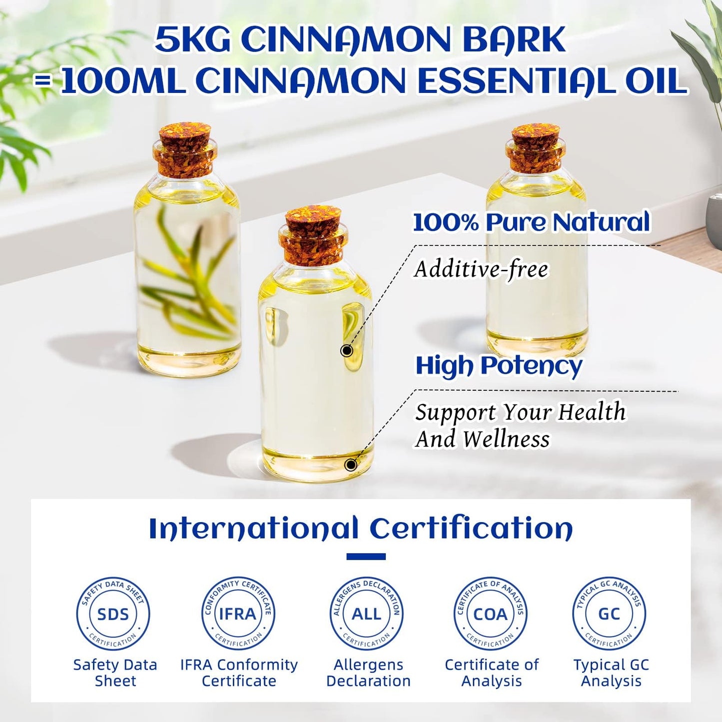 HIQILI Cinnamon Essential Oil - 100% Pure & Natural, 3.38 fl oz for Spray, Diffuser, Kitchen & Garden