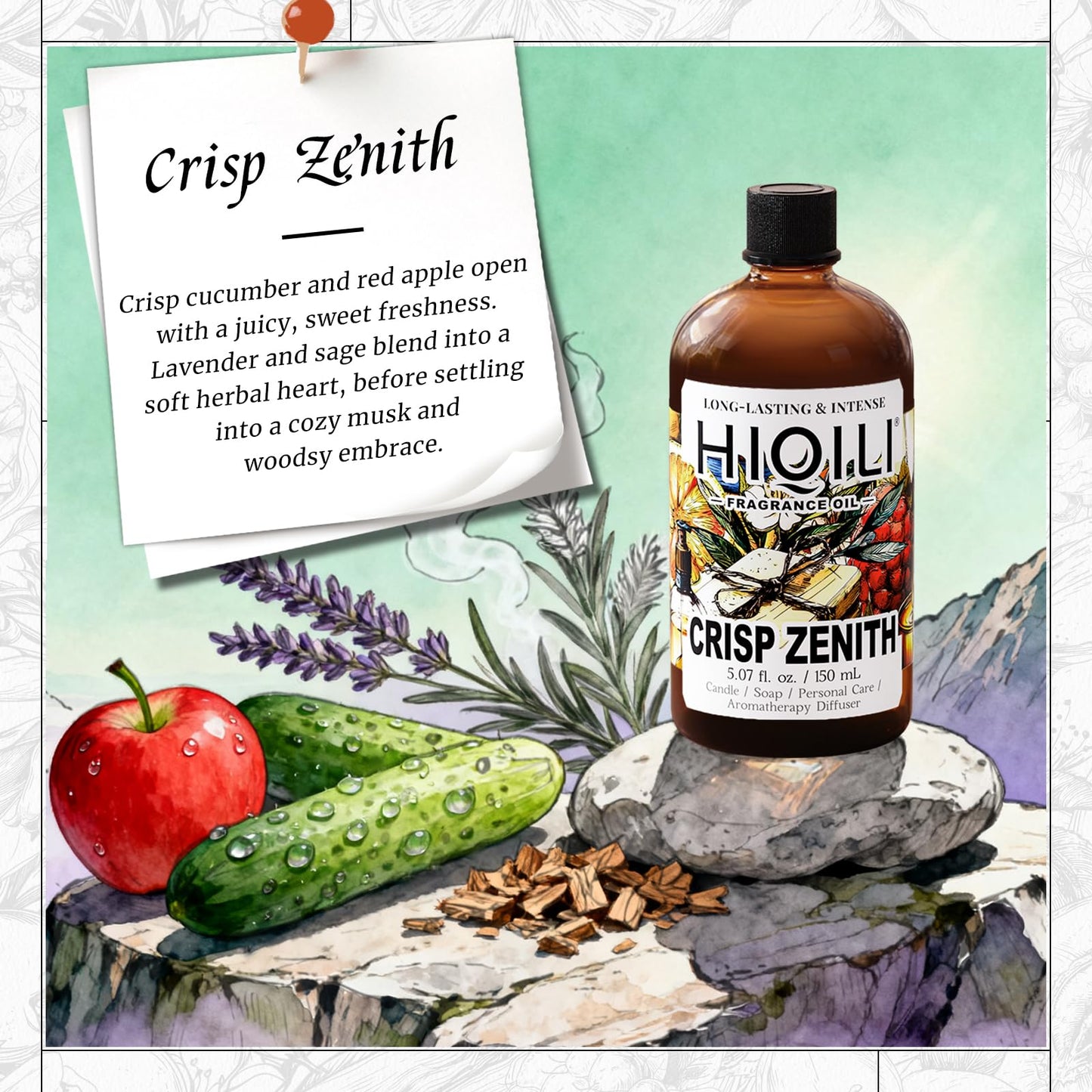 HIQILI Crisp Zenith Fragrance Oil for Diffuser - Inspired by P.RAL.Lau-ren Rd.Wht & Blu - 1 fl oz