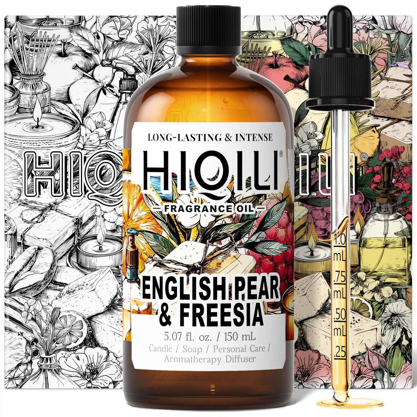 HIQILI Pear & Freesia Fragrance Oil – 5.07 Fl Oz for Candle, Soap & Perfume