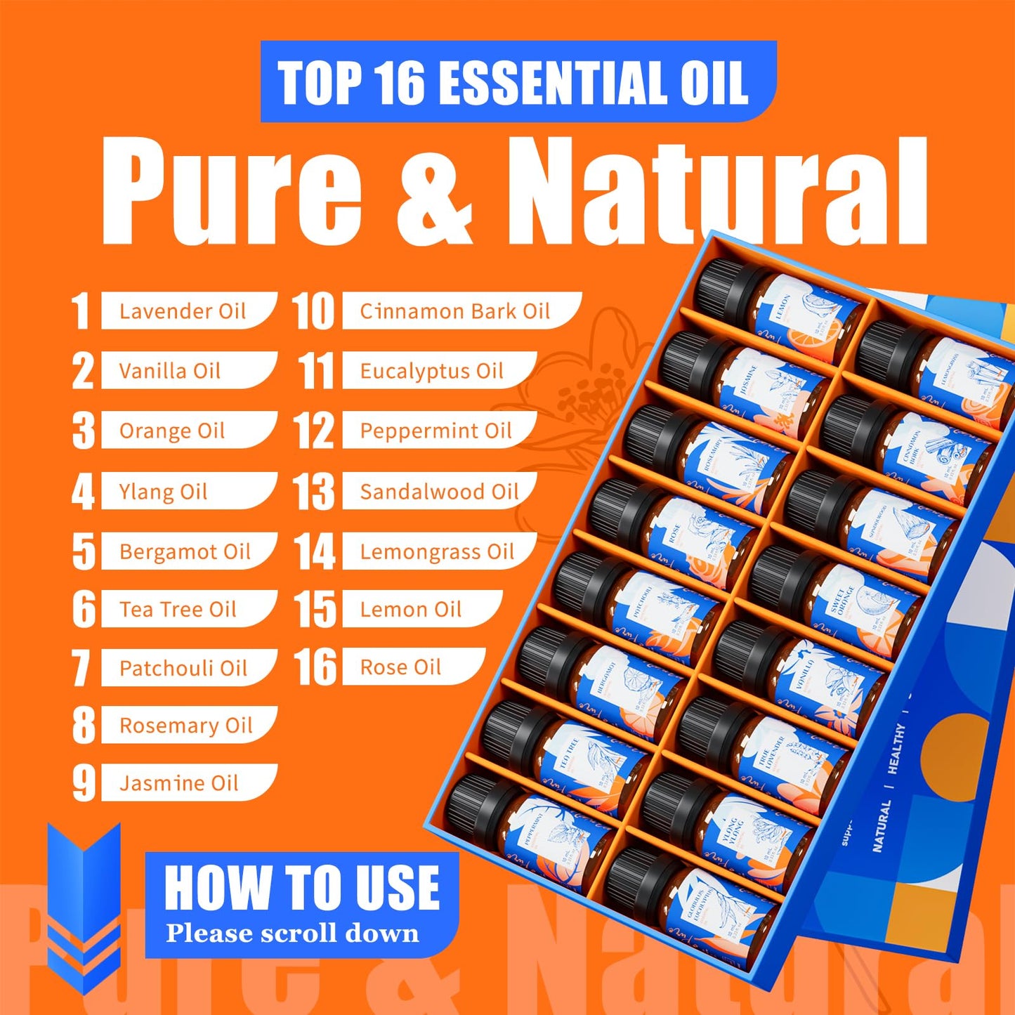 HIQILI Essential Oils Set – 16 Organic Aromatherapy Oils for Diffusers