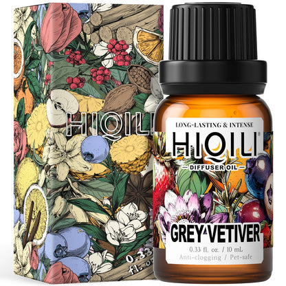 HIQILI Grey Vetiver Diffuser Oil – Fast Diffusion for Large Spaces, Pet-Safe, 0.34 Fl Oz