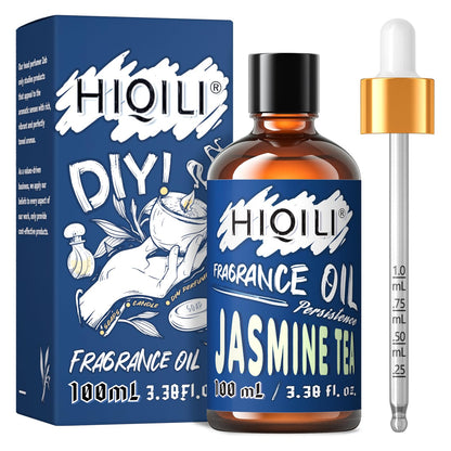 HIQILI Jasmine Tea Essential Oil 100ml | Fragrance Oil for Diffusers, Candles & Soap