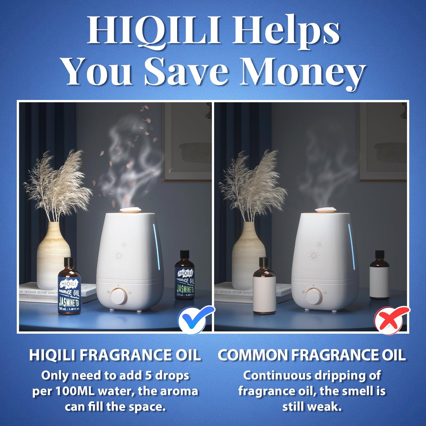 HIQILI Jasmine Tea Essential Oil 100ml | Fragrance Oil for Diffusers, Candles & Soap