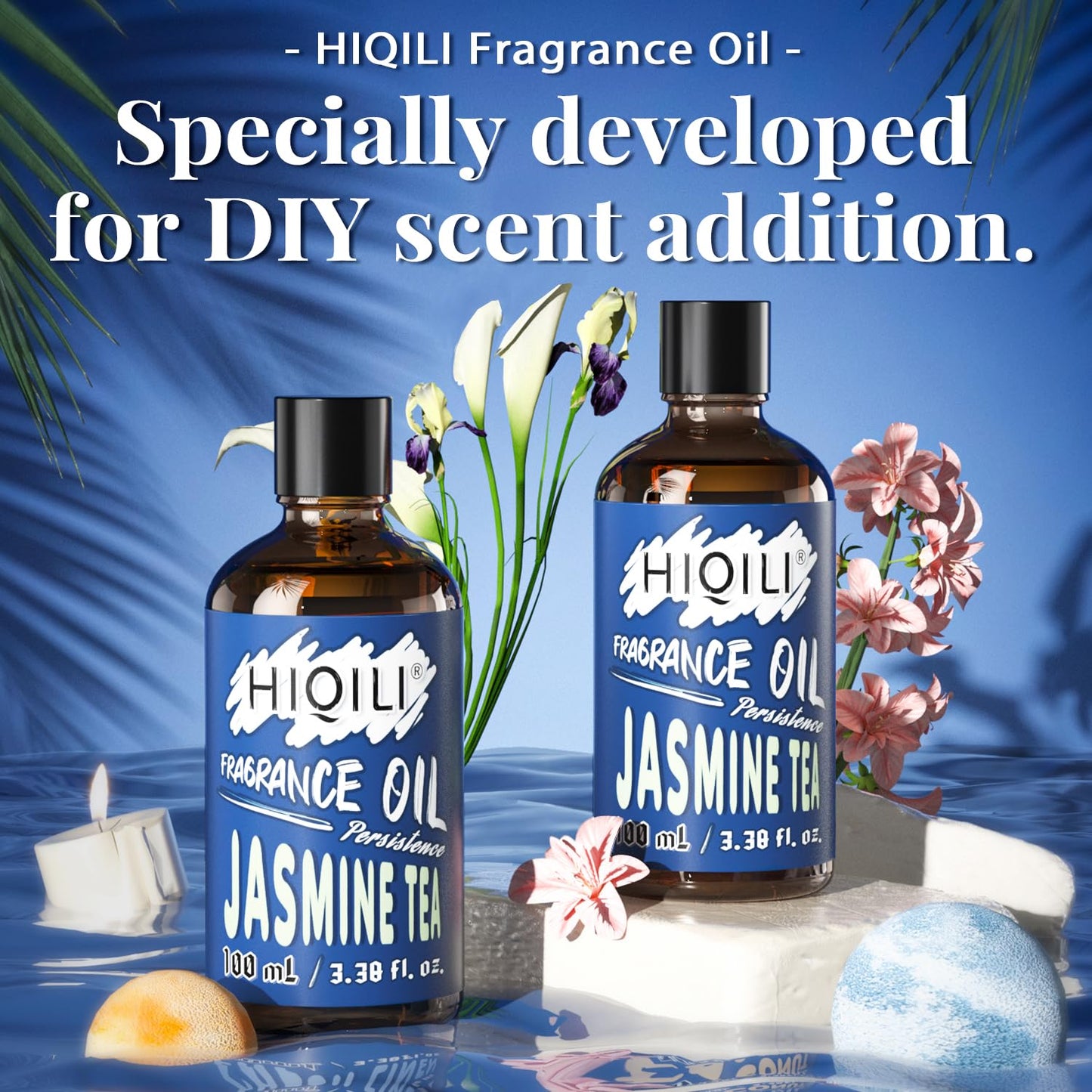 HIQILI Jasmine Tea Essential Oil 100ml | Fragrance Oil for Diffusers, Candles & Soap