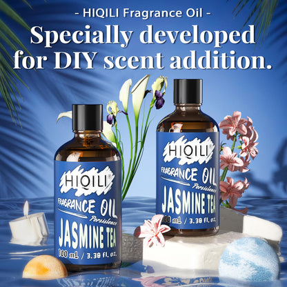 HIQILI Jasmine Tea Essential Oil 100ml | Fragrance Oil for Diffusers, Candles & Soap
