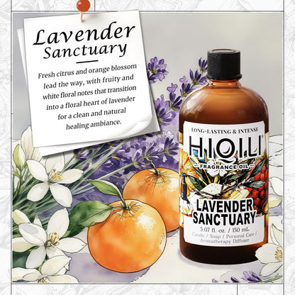 HIQILI Lavender Sanctuary Fragrance Oil for Diffuser, Candle & Soap Making – 5.07 fl oz