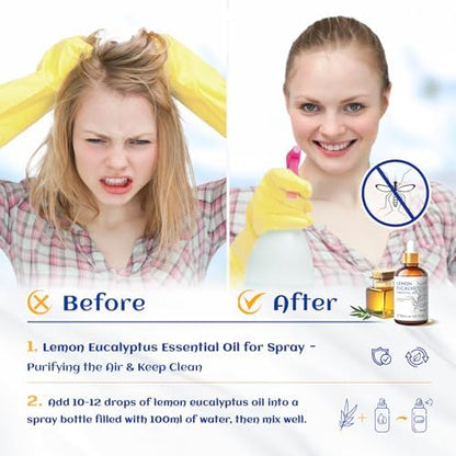 HIQILI Lemon Eucalyptus Oil – 100% Pure Essential Oil for Spray, Diffuser | 1.01 Fl Oz