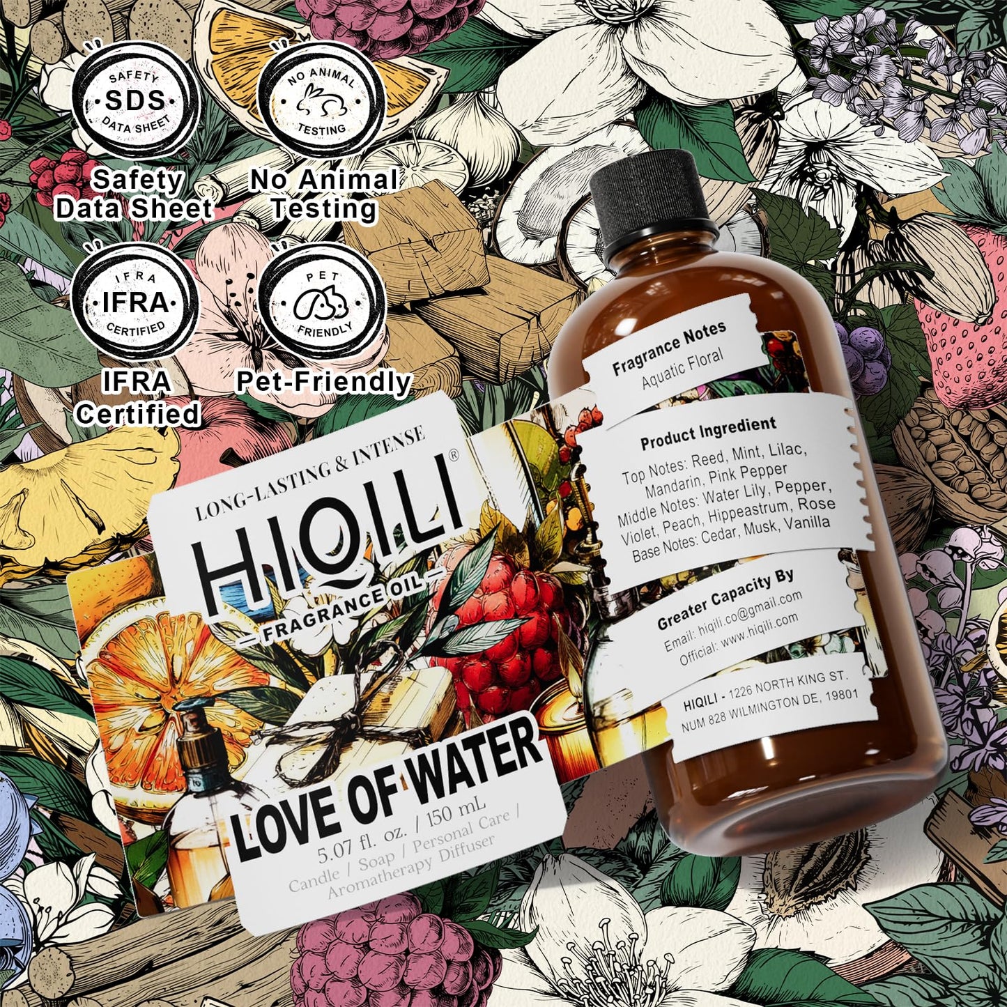 HIQILI Love of Water Fragrance Oil for Aromatherapy Diffuser – Inspired by Kenz. o's L'Eau – 5.07 Fl Oz