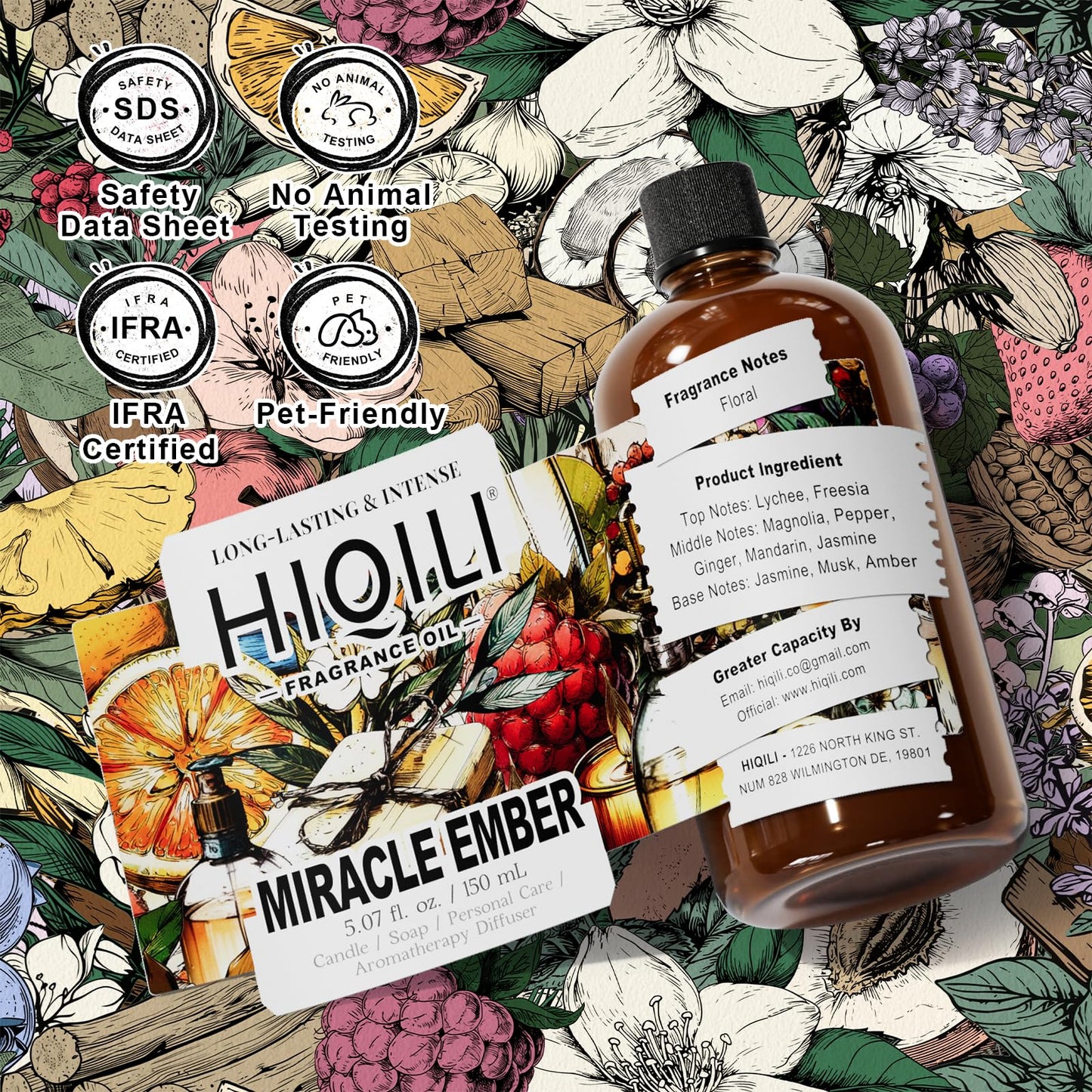 HIQILI Miracle Ember Fragrance Oil – Candle & Soap Making (5.07 Fl Oz)