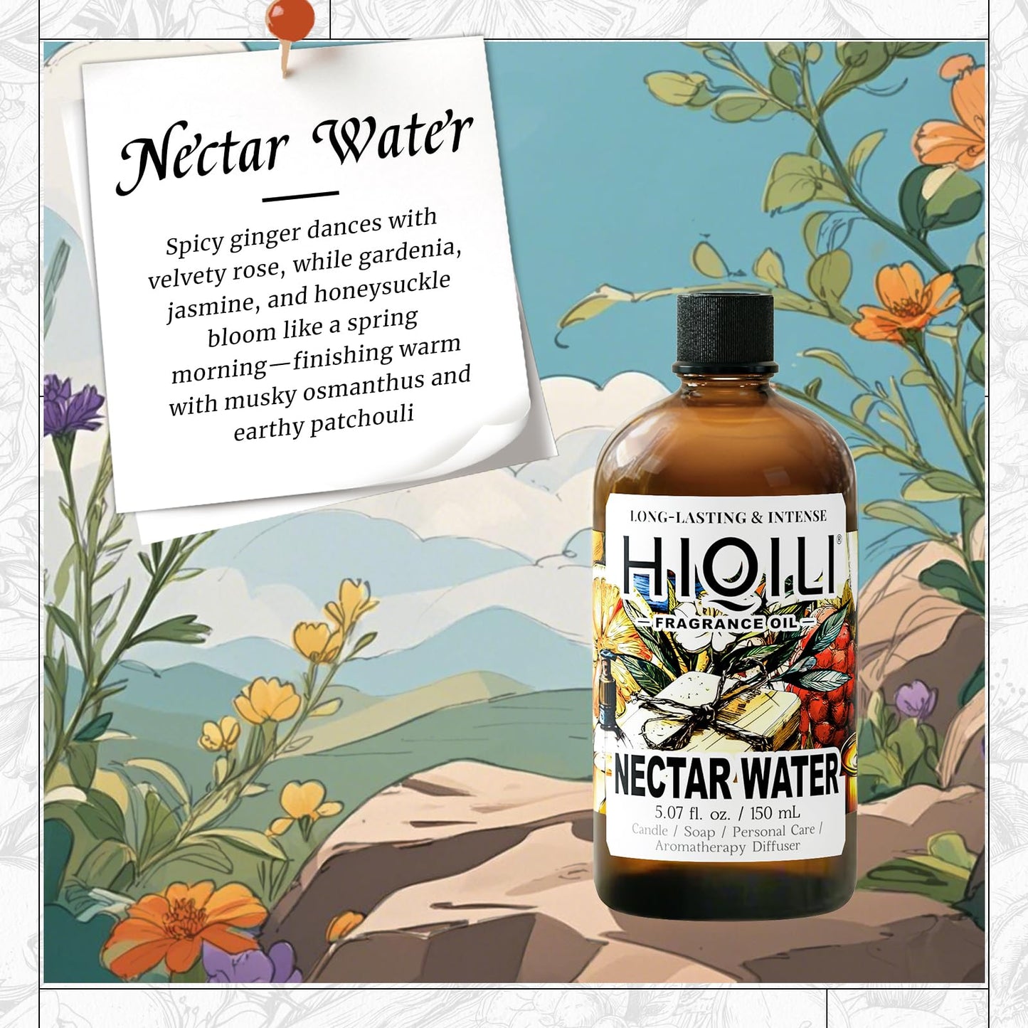 HIQILI Nectar Water Fragrance Oil – Jasmine & Osmanthus, 5.07 Fl Oz