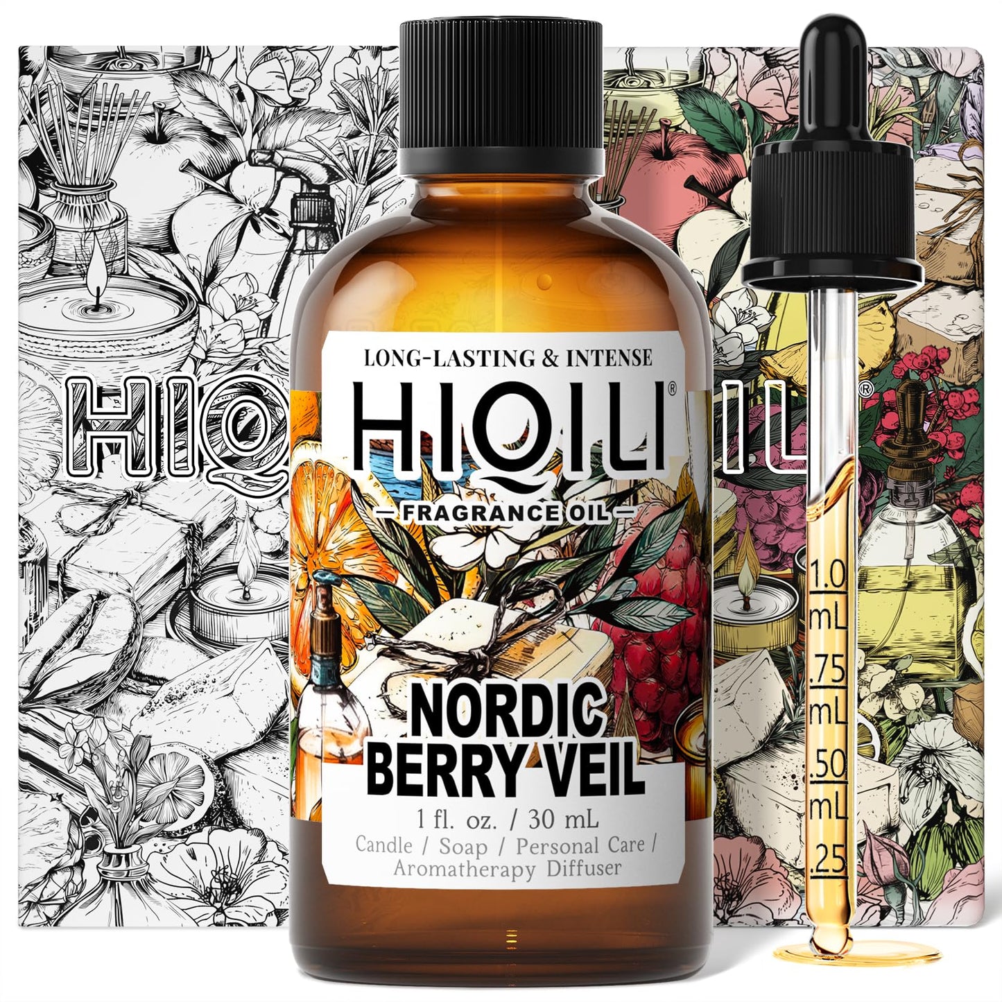 HIQILI Nordic Berry Veil Fragrance Oil – 1 Fl Oz for Diffusers, Candles & Soaps